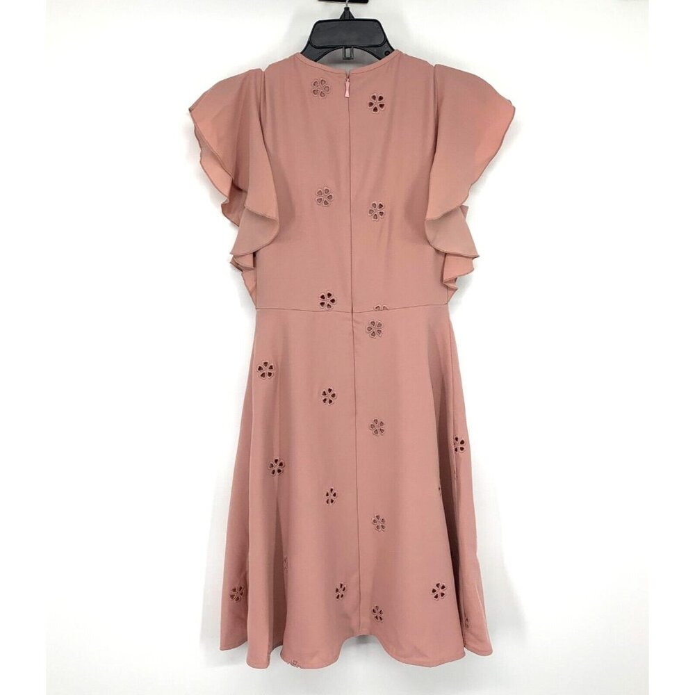 Kate Spade Dress Cutout Crepe Dress Pink Ruffle Eyelet NWT - Picture 13 of 16